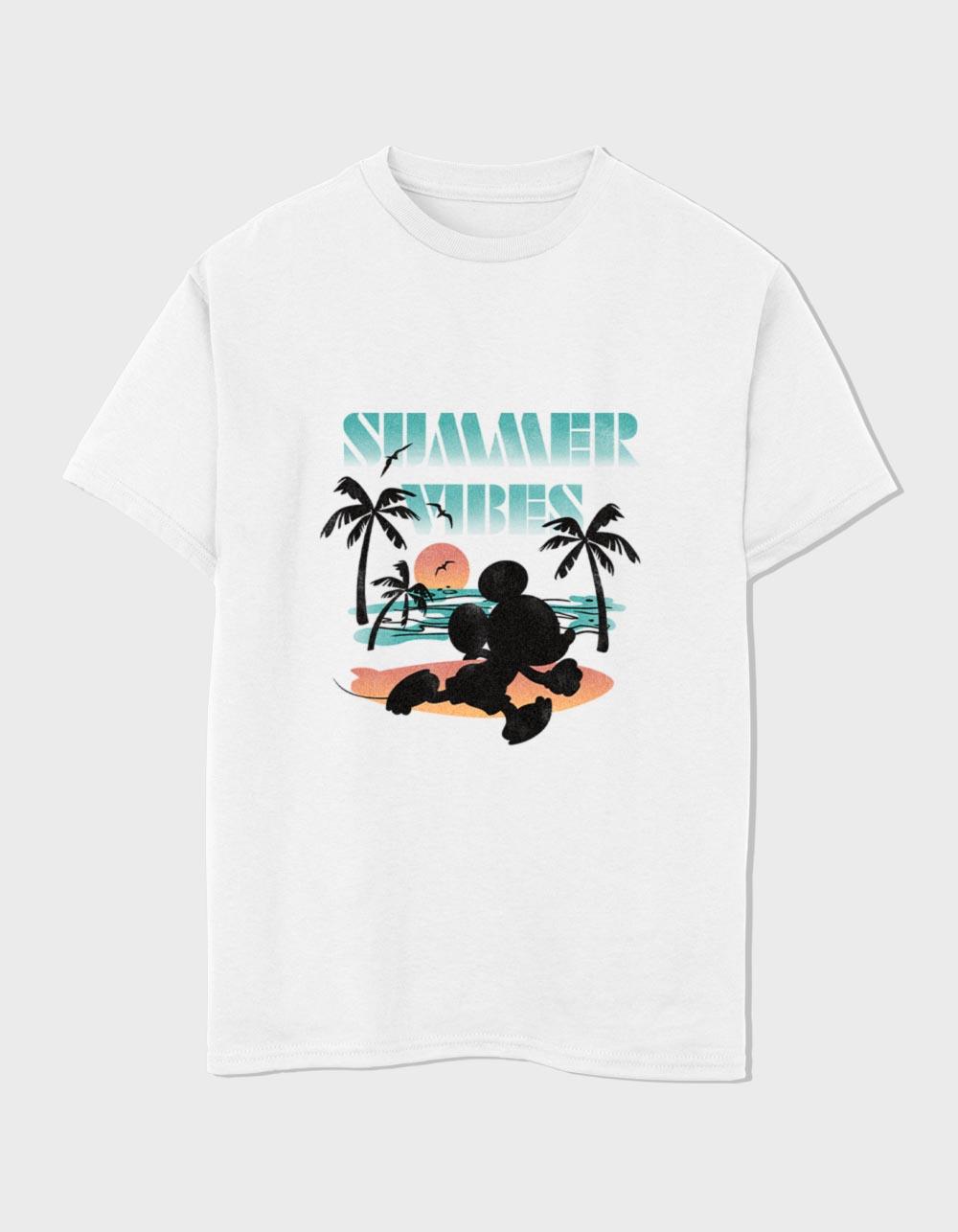 DISNEY Summer Vibes Mickey Unisex Kids Tee - WHITE