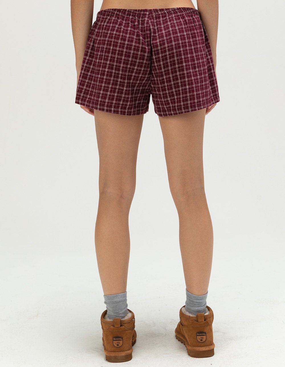 FULL TILT Plaid Flannel Womens Shorts - BURGUNDY COMBO