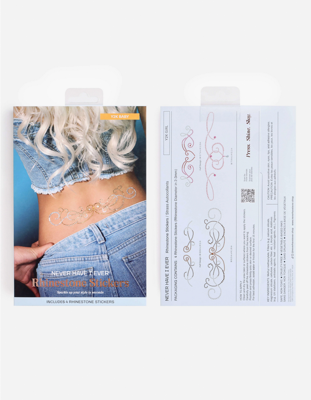 NEVER HAVE I EVER Y2K Baby Rhinestone Tattoo Set - MULTI