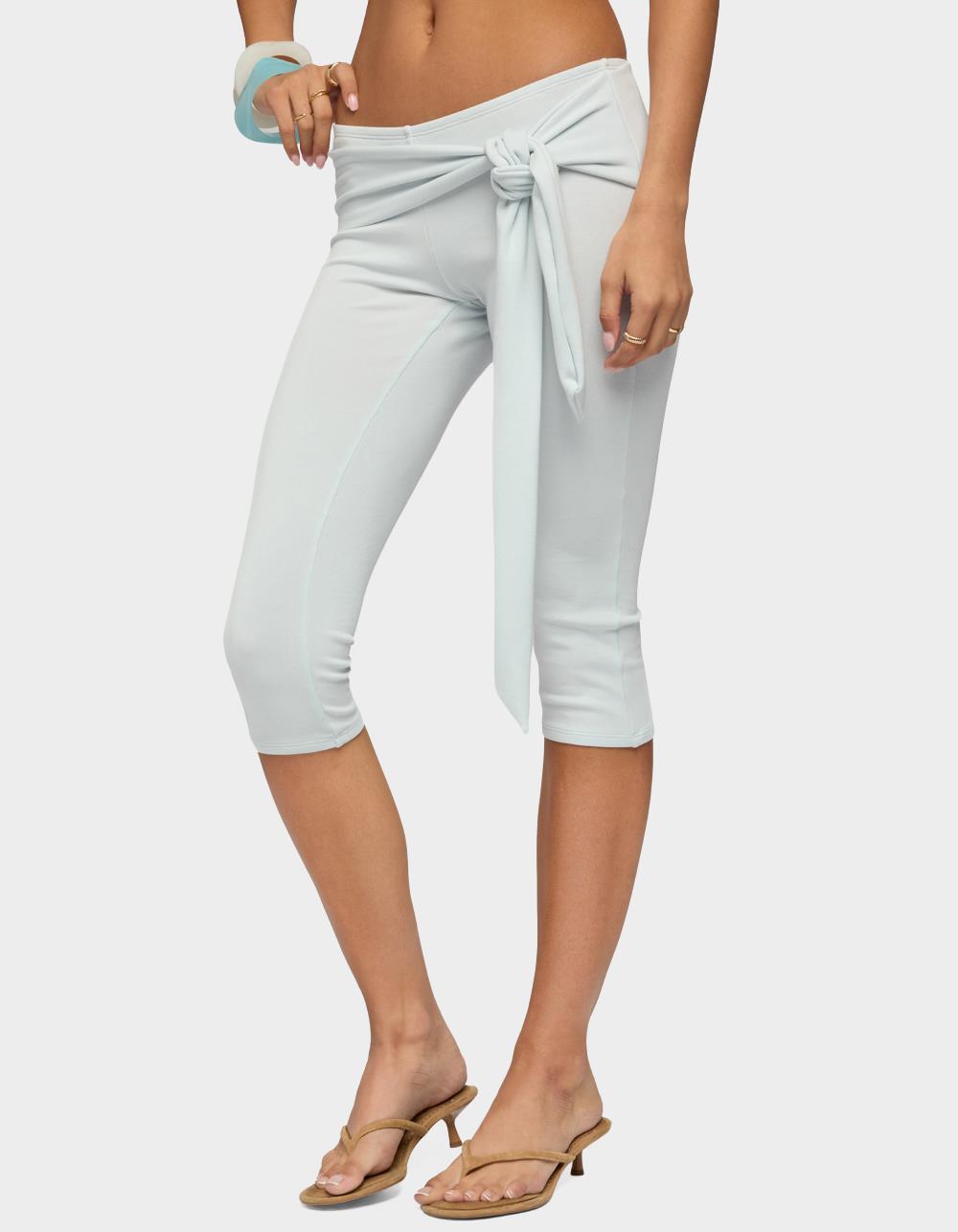 EDIKTED Adara Tie Capri Pants - LIGHT BLUE
