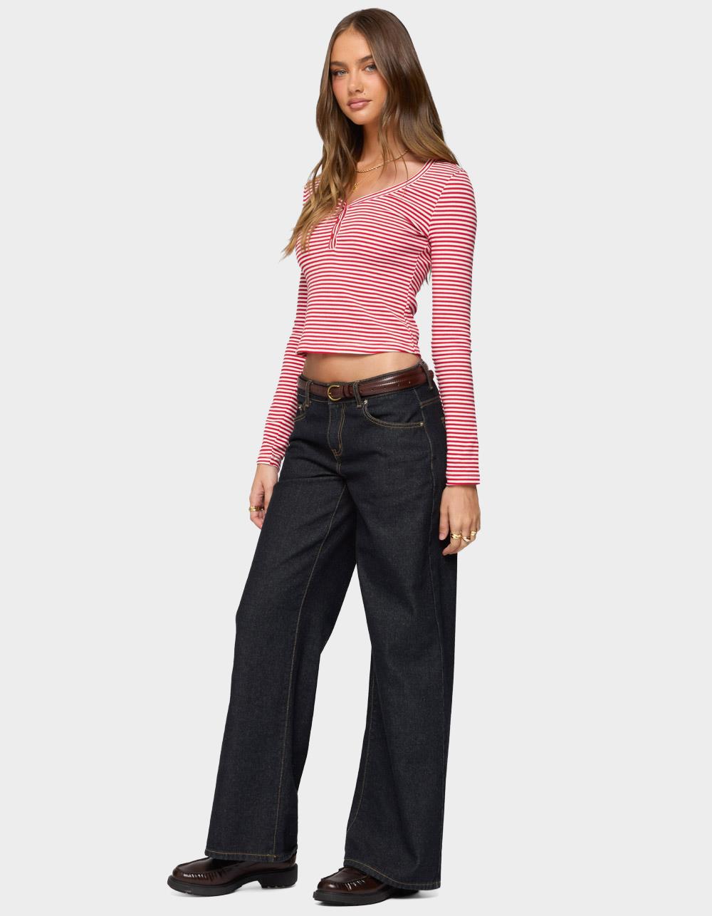 EDIKTED Jocelyn Striped Top - RED