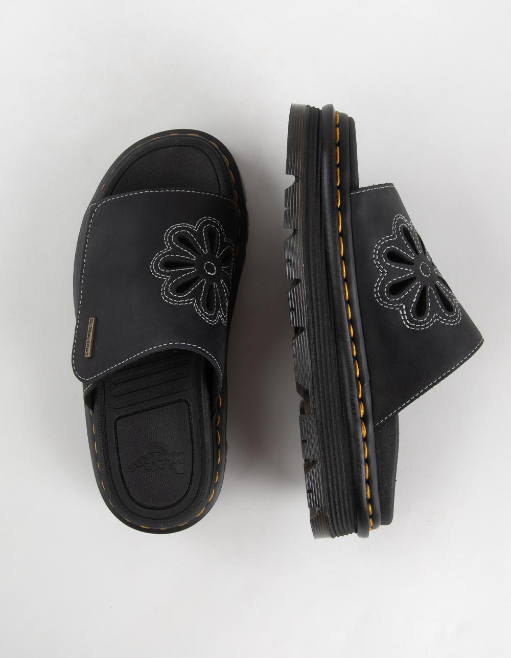 DR. MARTENS Zebzag Flower Womens Platform Slides - BLACK