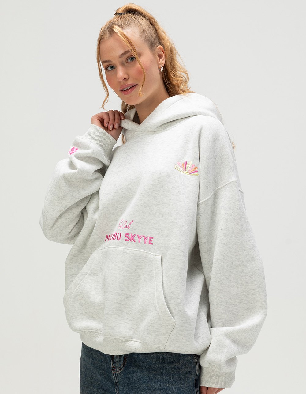 MALIBU SKYYE So Cal Embroidered Womens Hoodie - HEATHER GRAY