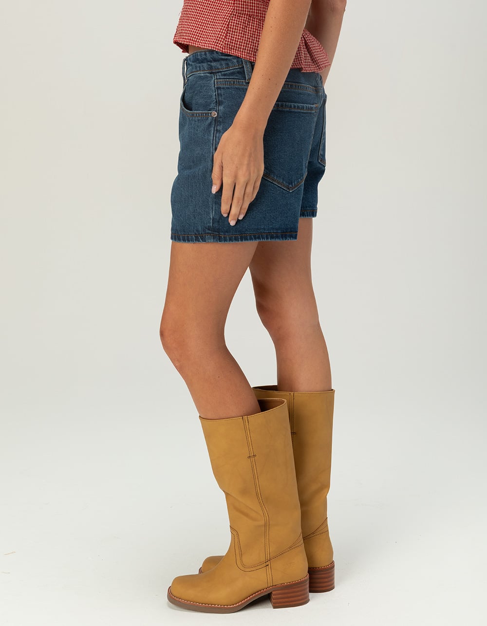 RSQ Womens Mid Rise Midi Shorts - Dark Wash