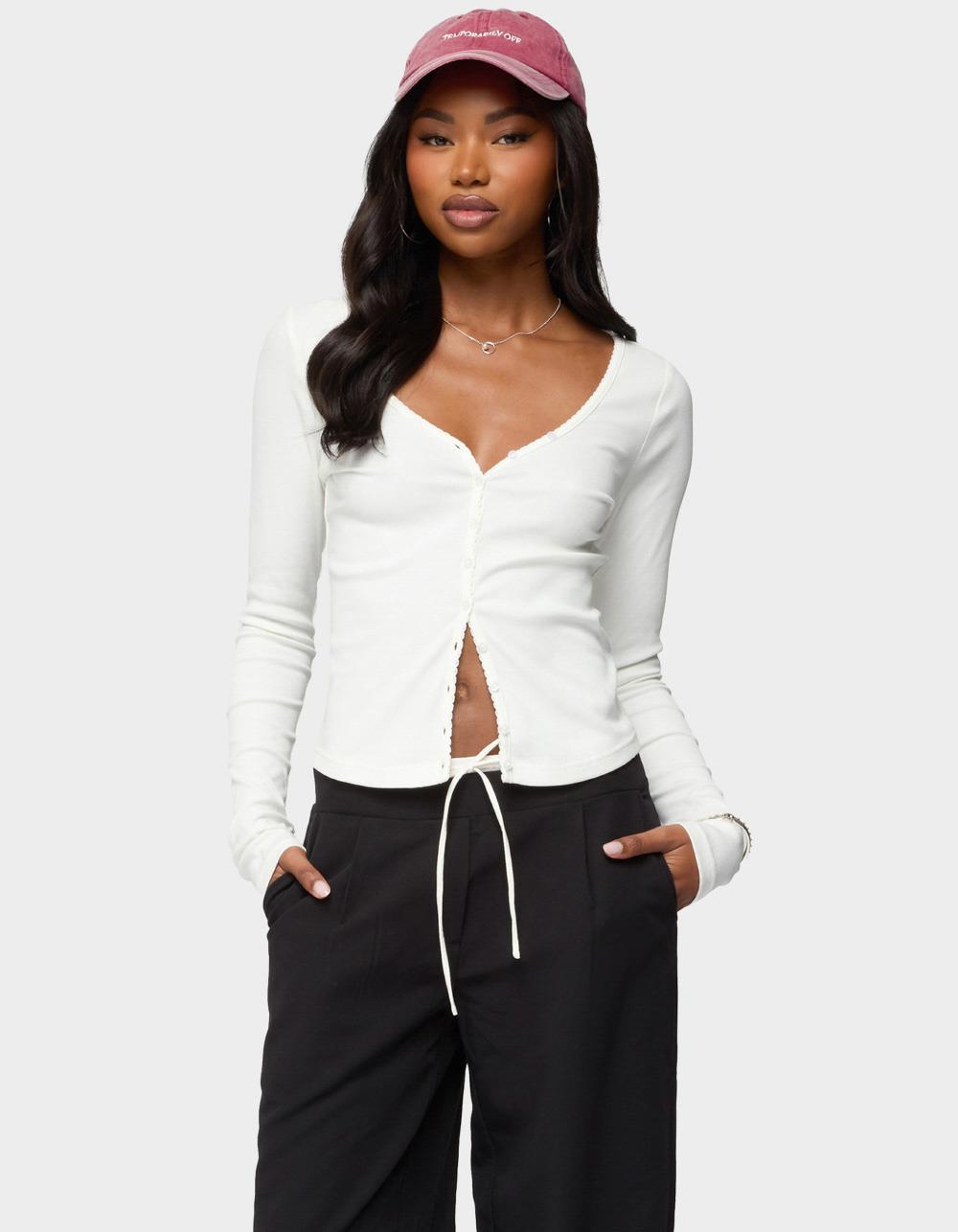 EDIKTED Tanya Button Up Cardigan - WHITE