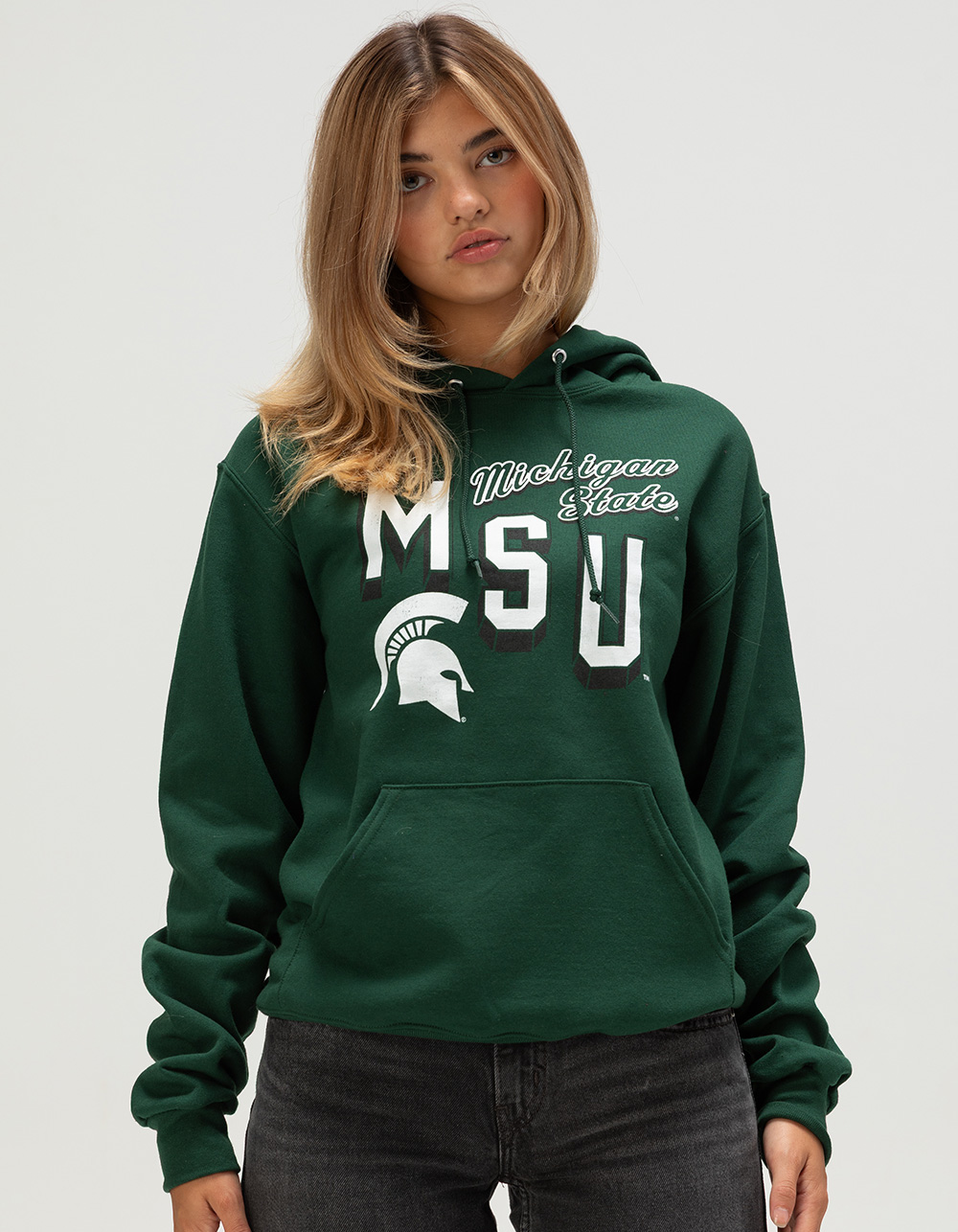 ORIGINAL RETRO BRAND Michigan State University Womens Hoodie - GREEN