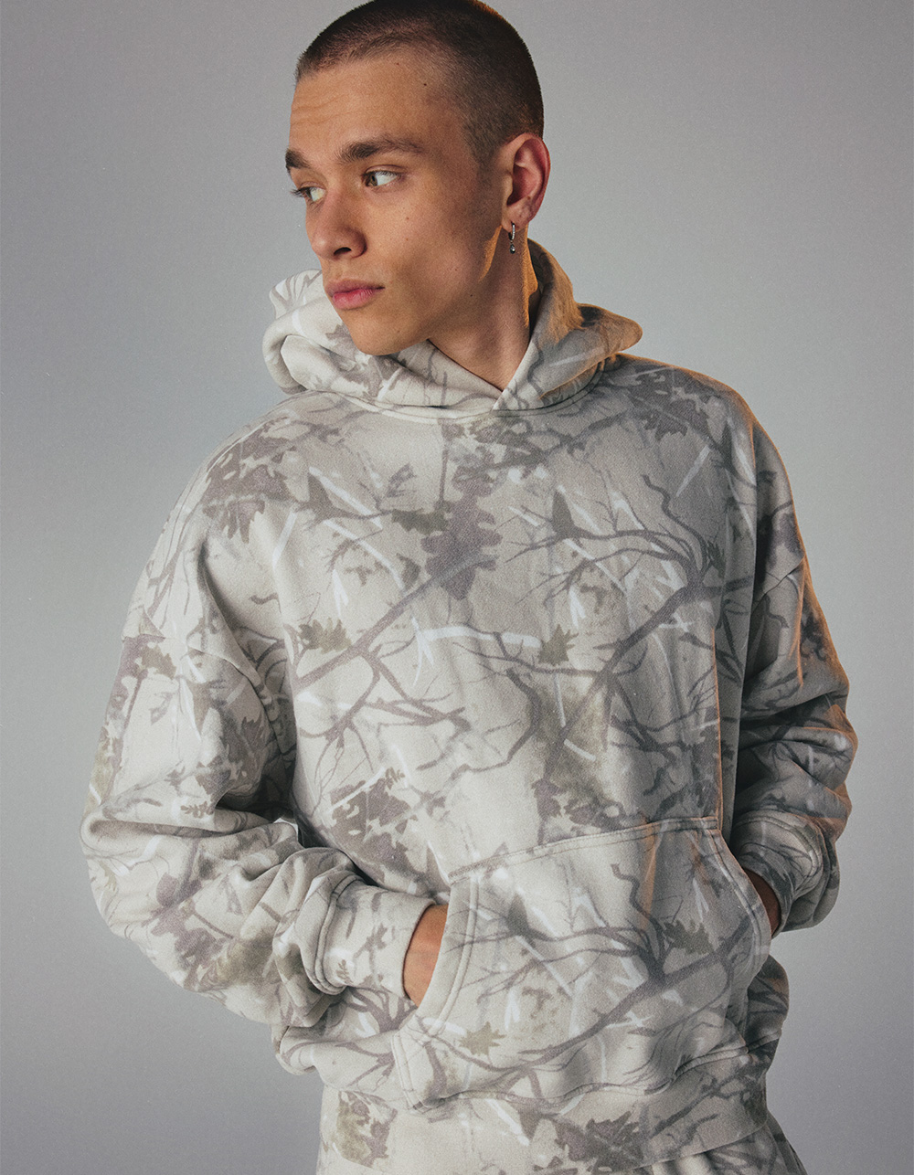 RSQ Mens Oversized Hoodie - WHITE CAMO