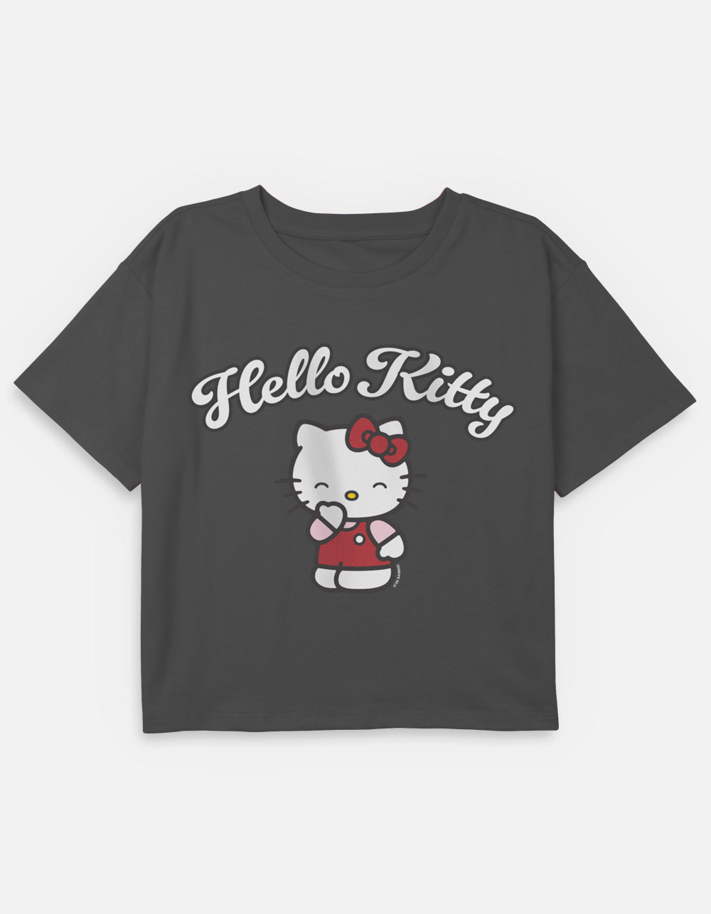 HELLO KITTY Smile Girls Crop Tee - CHARCOAL