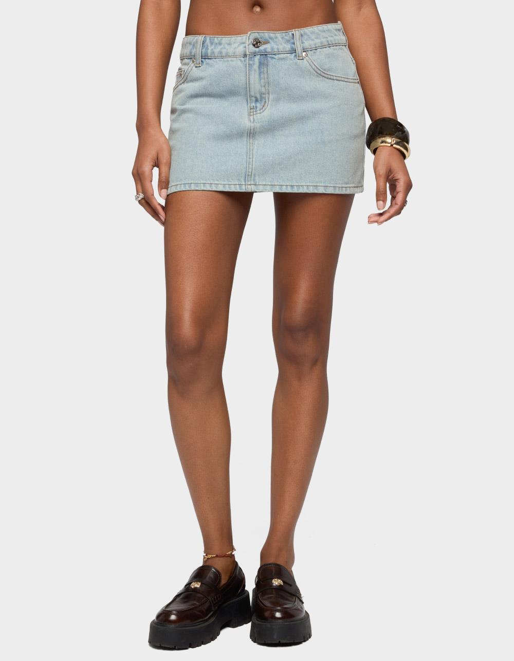 EDIKTED Spencer Low Rise Denim Micro Skirt