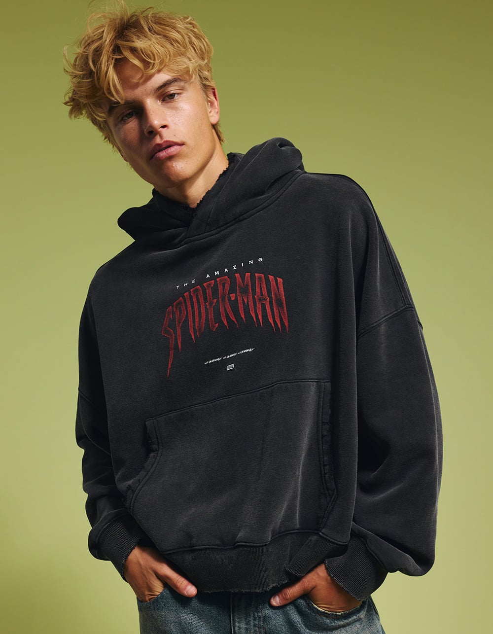 CVLA x Marvel Spider-Man Silent Swing Mens Cropped Hoodie - WASHED BLACK