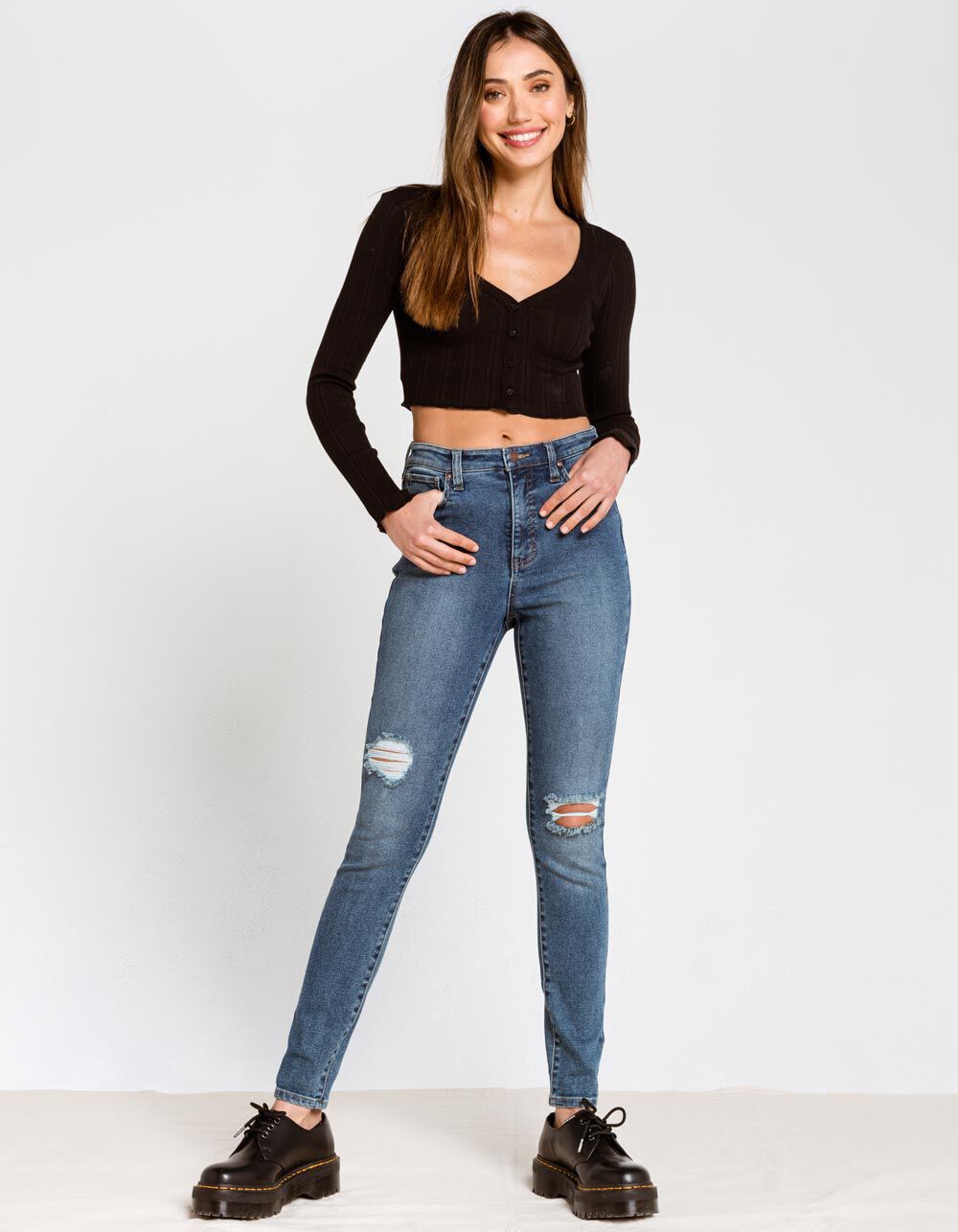 RSQ Curvy Womens High Rise Skinny Jeans - MEDIUM WASH
