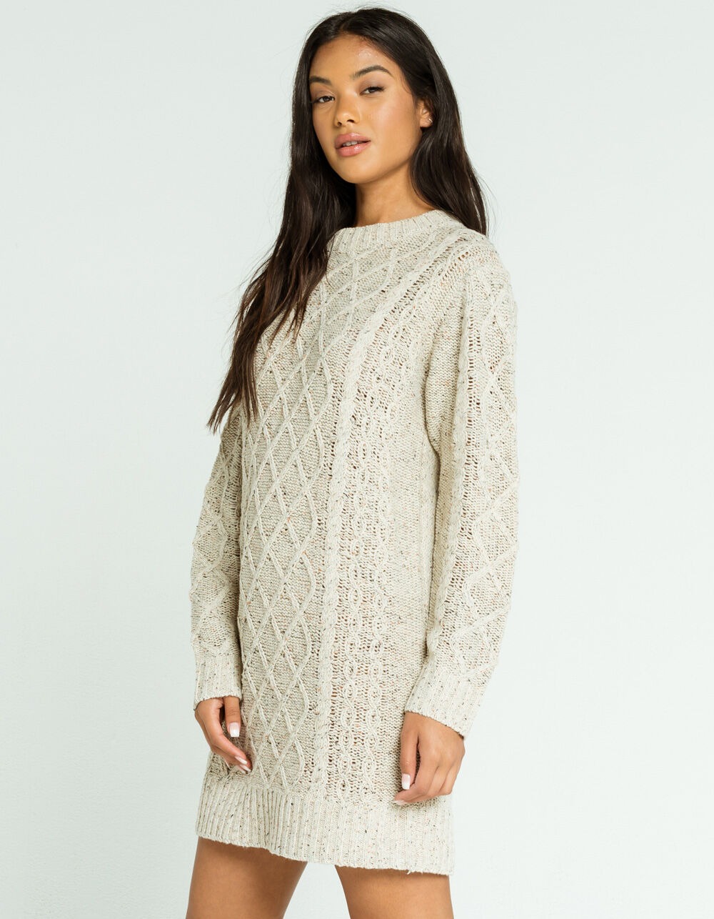 LUMIERE Cable Knit Sweater Dress 