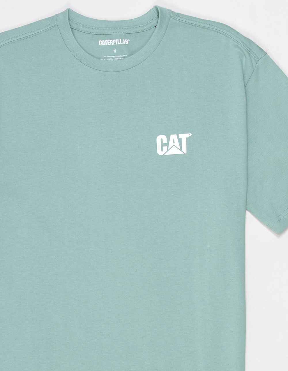 CATERPILLAR Small Logo Mens Heavyweight Tee - TEAL BLUE