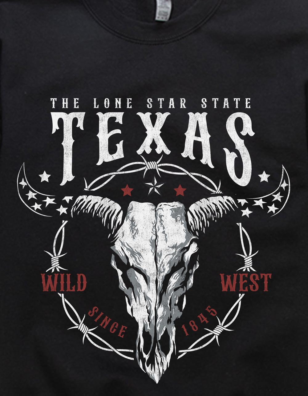TEXAS Lone Star State Unisex Crewneck Sweatshirt - BLACK