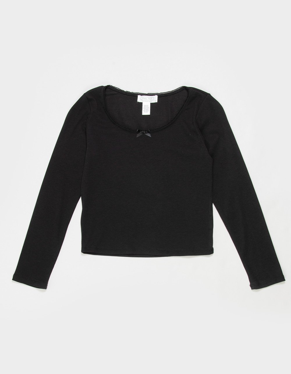 FULL TILT Bow Trim Girls Long Sleeve Tee