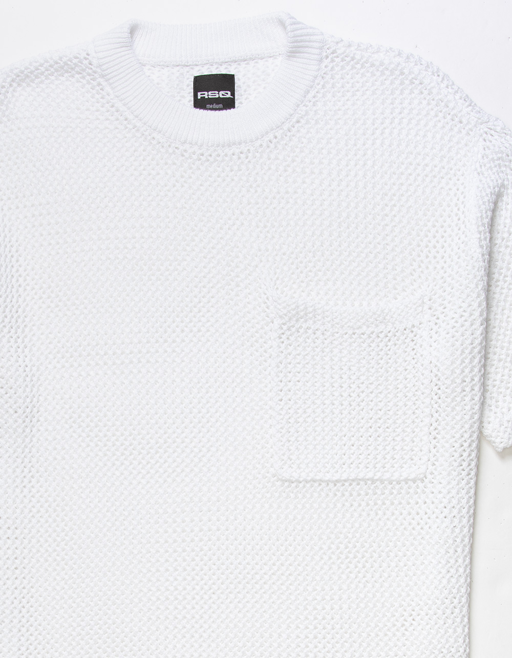 RSQ Mens Crochet Pocket Tee - WHITE