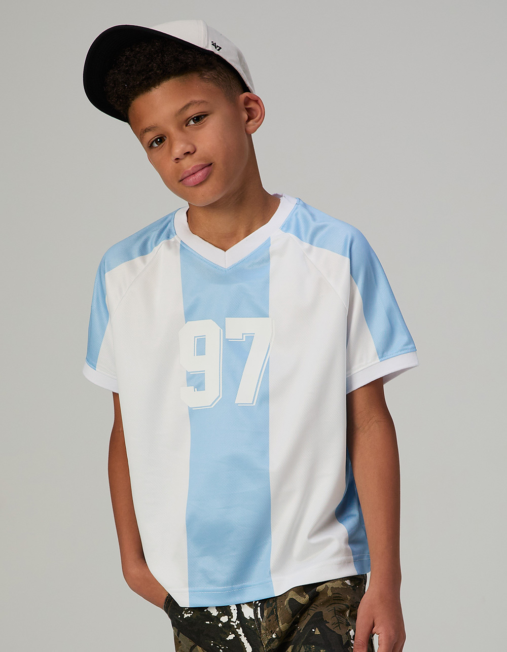 RSQ Boys V-Neck Jersey - LT BLUE/WHITE