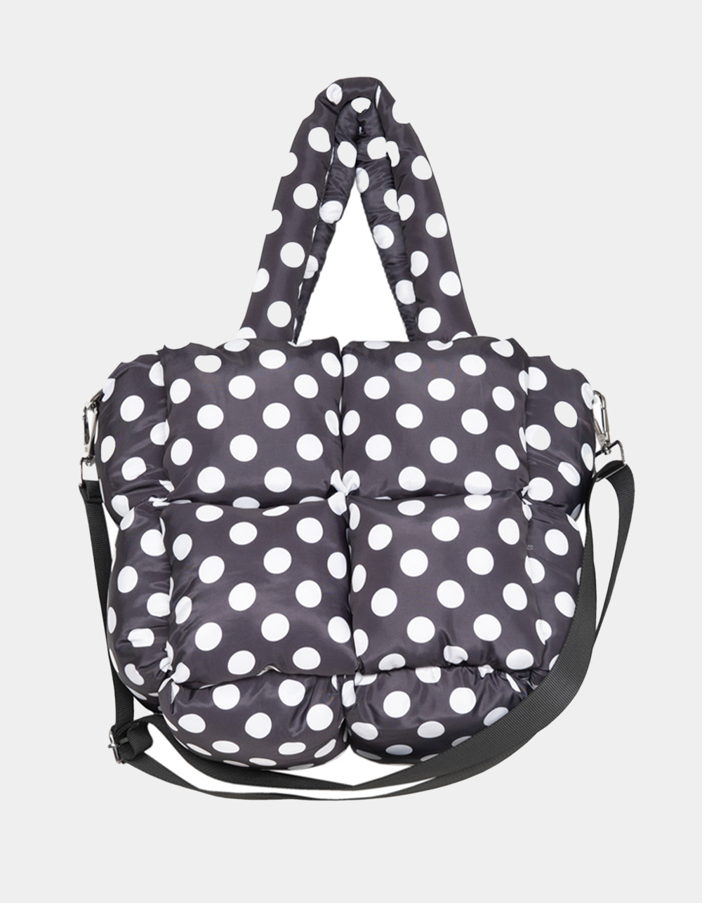KATYDID Polka Dot Mini Puffer Tote - BLK/WHT