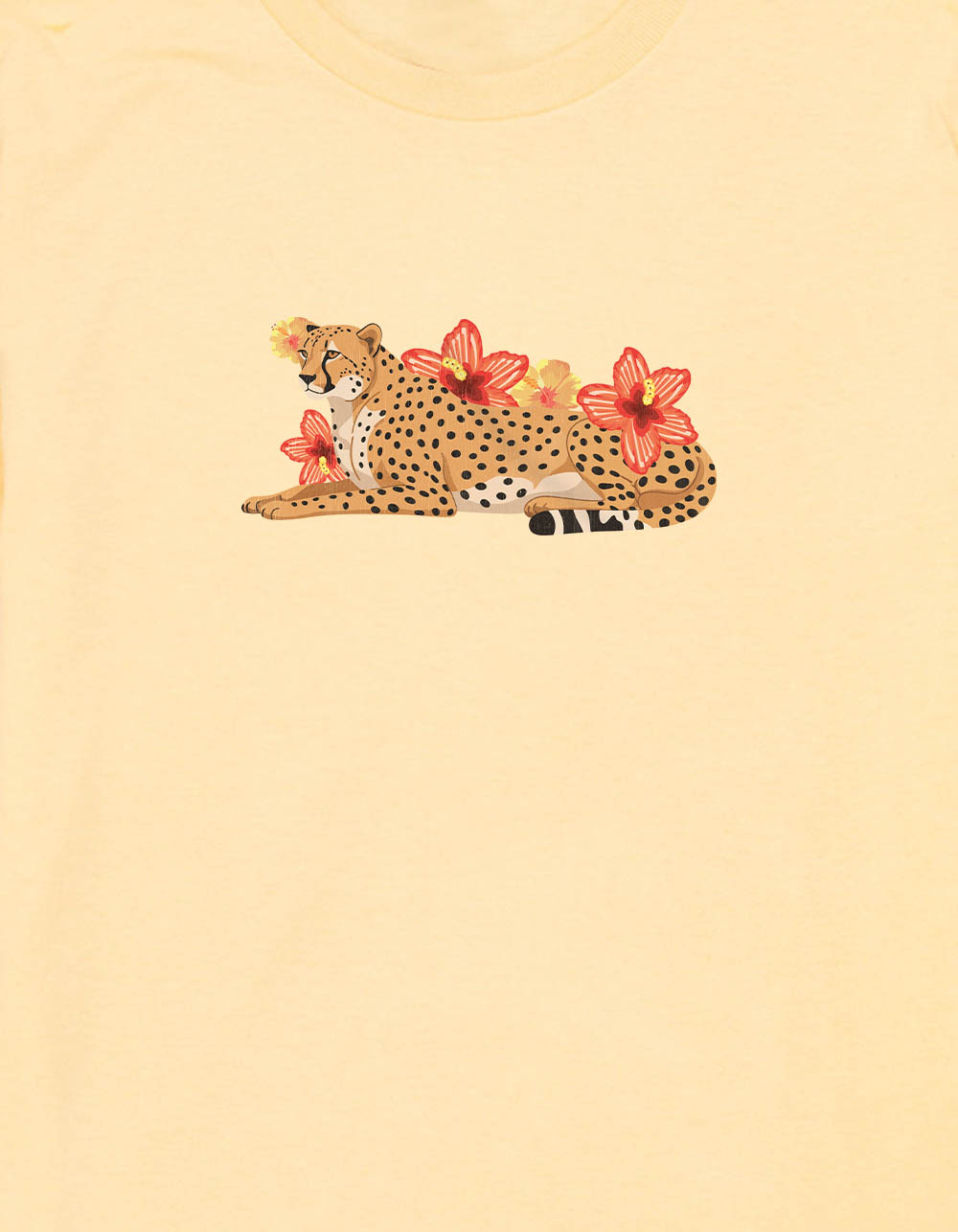 CHEETAH Flowers Unisex Kids Tee - LT YELLOW