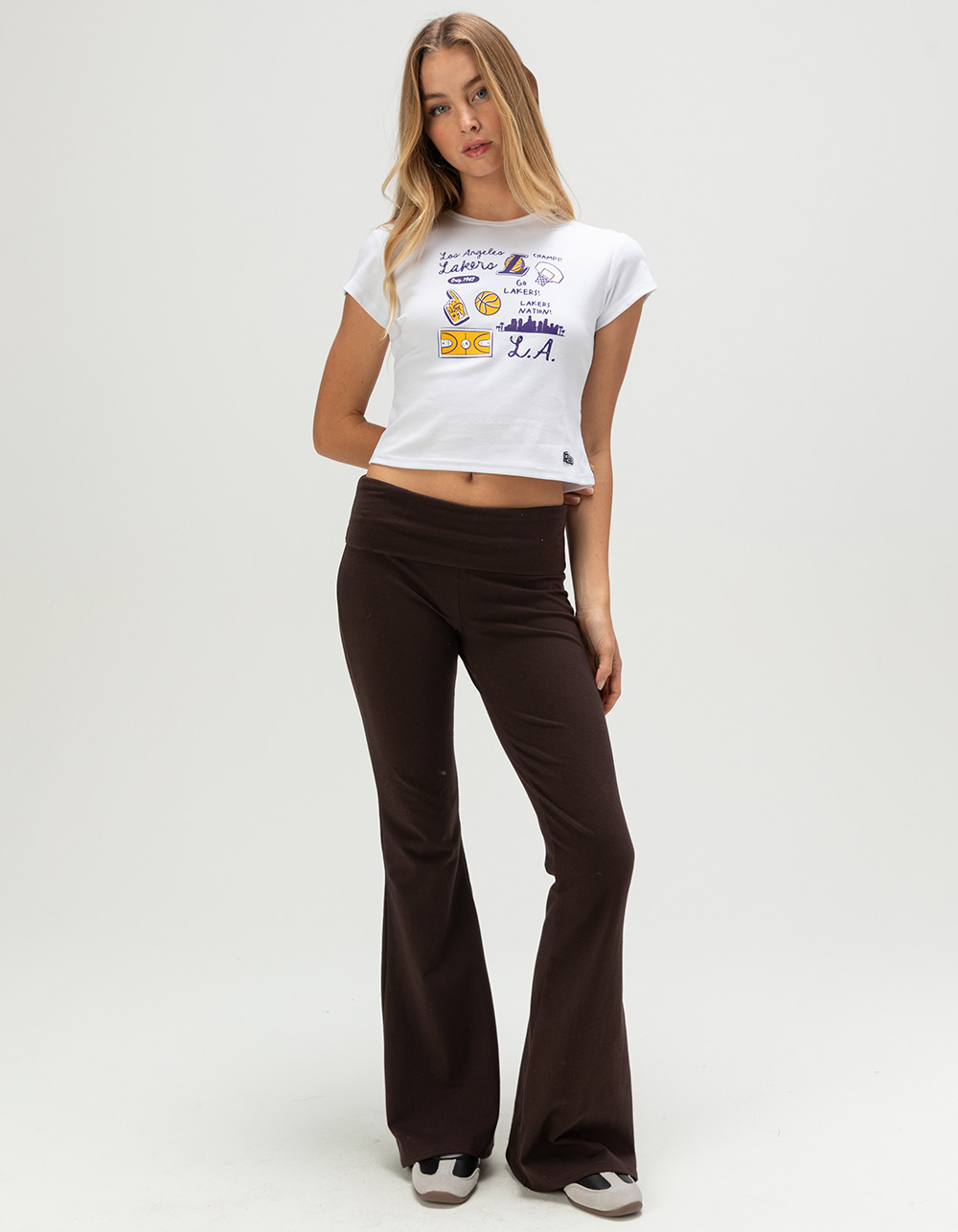 HYPE AND VICE Los Angeles Lakers Womens Baby Tee - WHITE