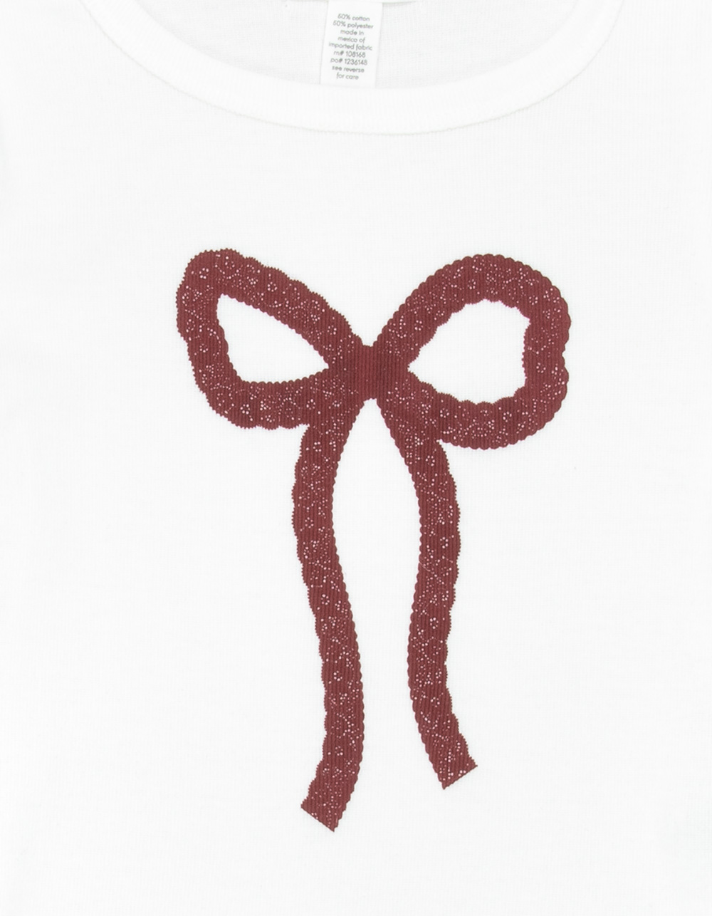 FULL TILT Girls Lace Bow Baby Tee - WHITE