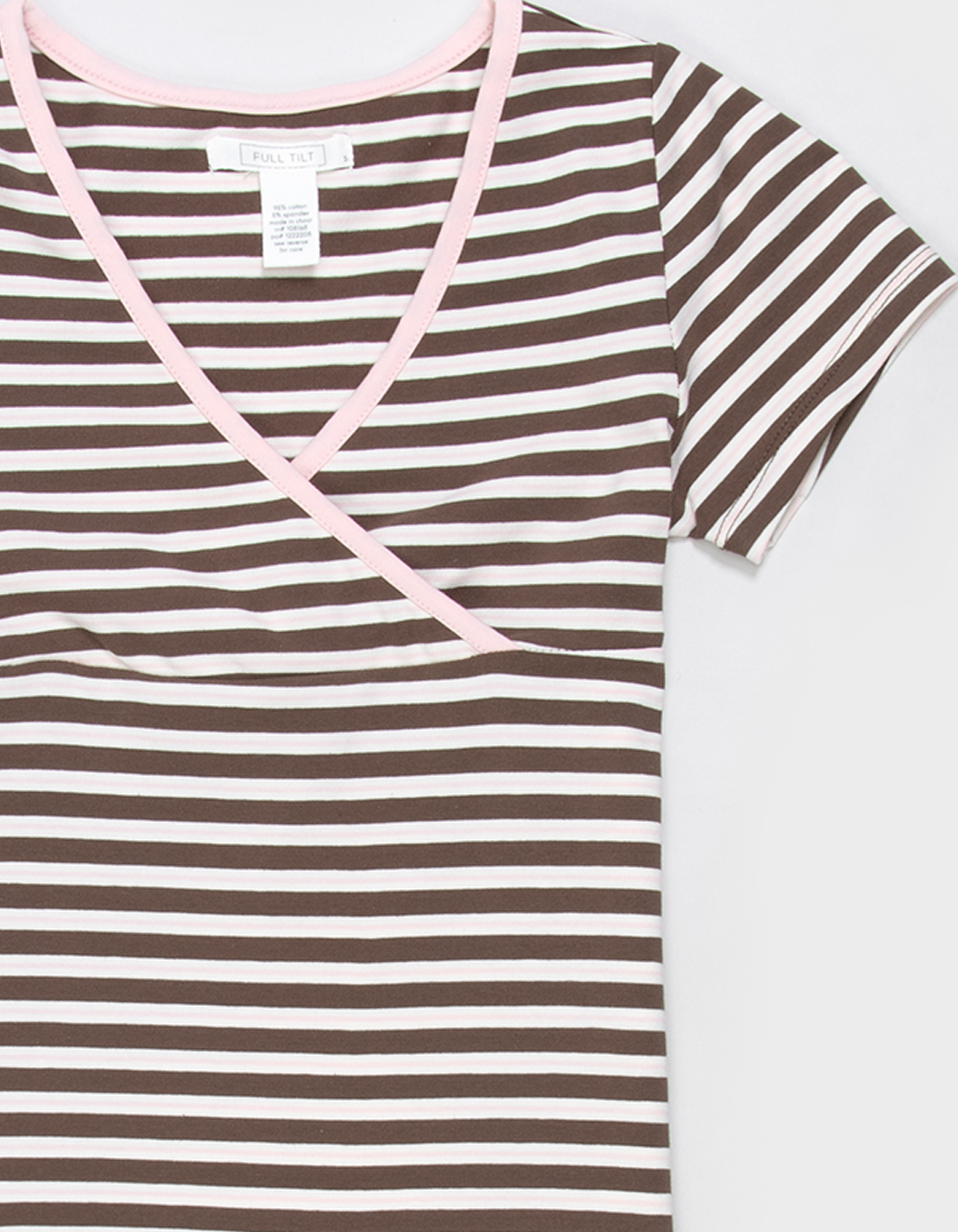 FULL TILT Girls Stripe Surplus Top - PINK COMBO