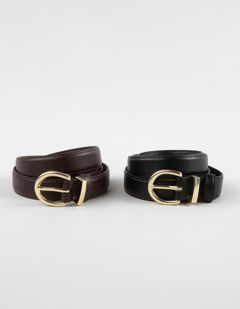 Faux Leather Belts 2 Pack - BLACK/BROWN