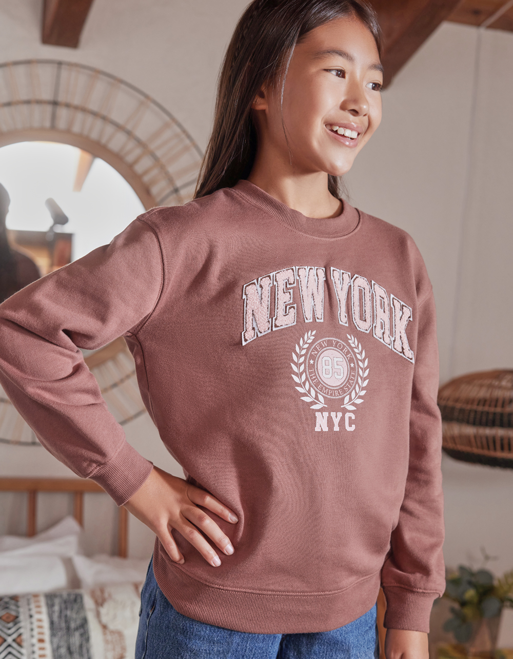 RSQ New York Girls Oversized Crewneck Sweatshirt