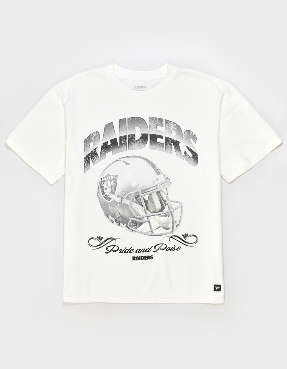 THE WILD COLLECTIVE Las Vegas Raiders Helmet Mens Boxy Tee - CREAM