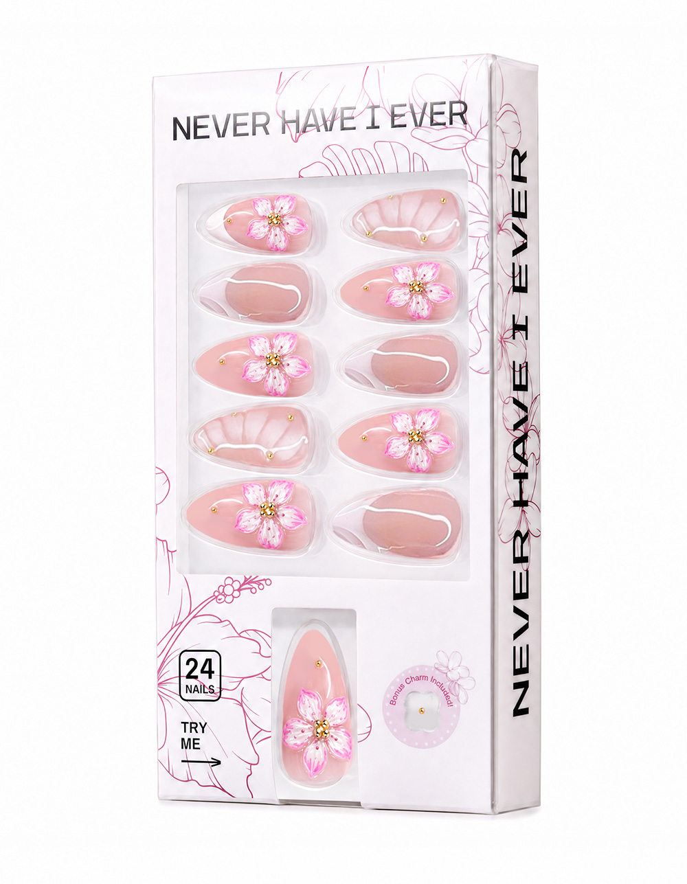 NEVER HAVE I EVER Bloomy Girl Press-On Nails - PINK
