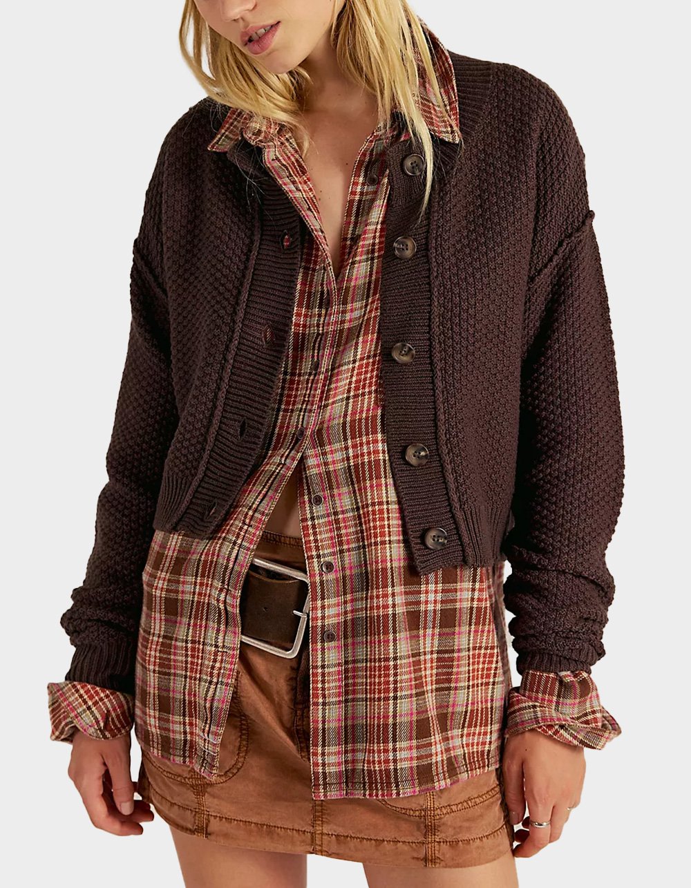 FREE PEOPLE Lila Womens Cardigan - BROWN