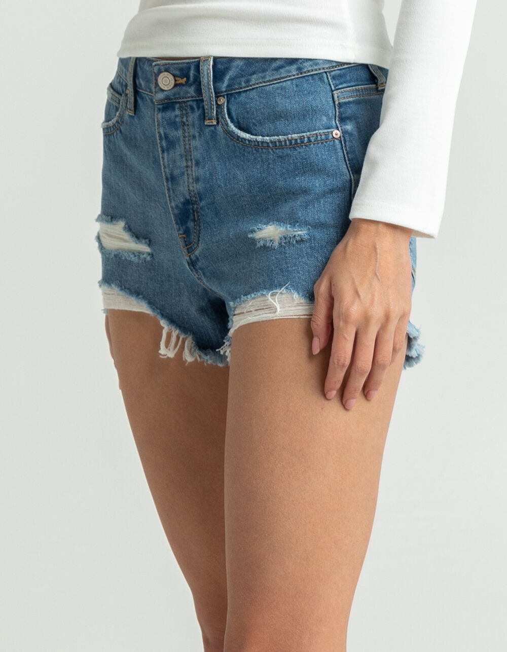RSQ Vintage High Rise Womens Denim Shorts MEDIUM WASH Tillys