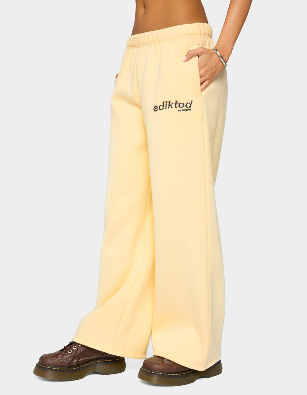 Edikted West Coast Sweatpants - LT YELLOW