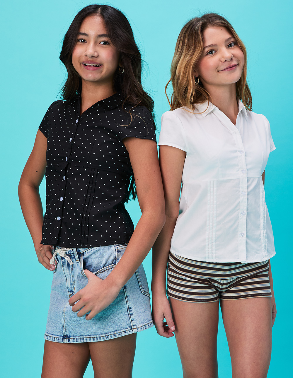 FULL TILT Girls Button Front Top - WHITE