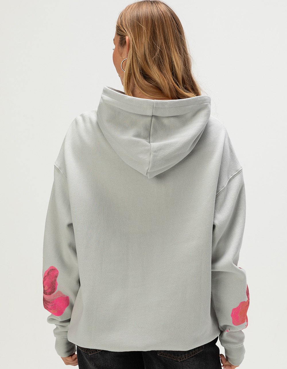 FULL TILT Hibiscus Womens Hoodie - GRAY