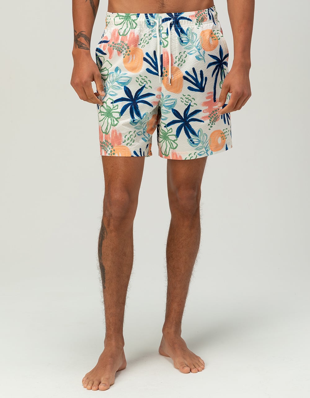 RSQ Mens Seersucker 6.5" Swim Trunks