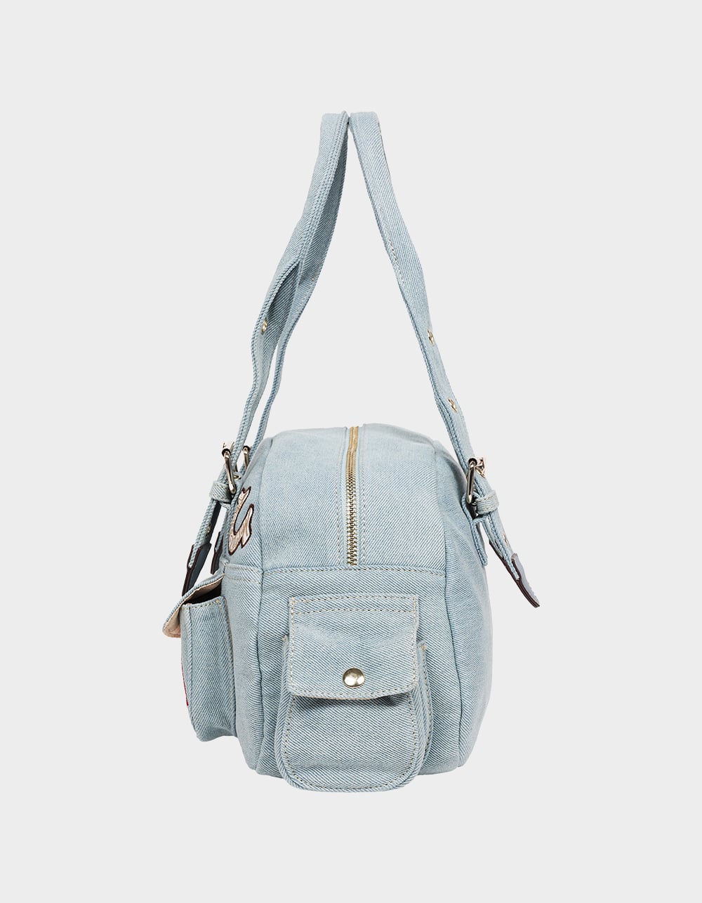 TRUE RELIGION Multi-Patch Denim Satchel Bag - DENIM