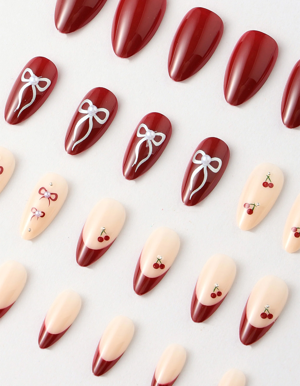 NEVER HAVE I EVER Cherry Cola Almond Press On Nails - RED