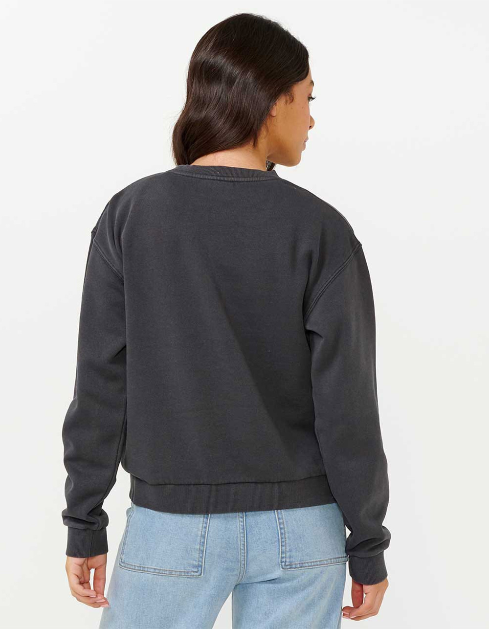 RIP CURL Wave Gliders Womens Relaxed Crewneck Sweatshirt - WASHED BLACK