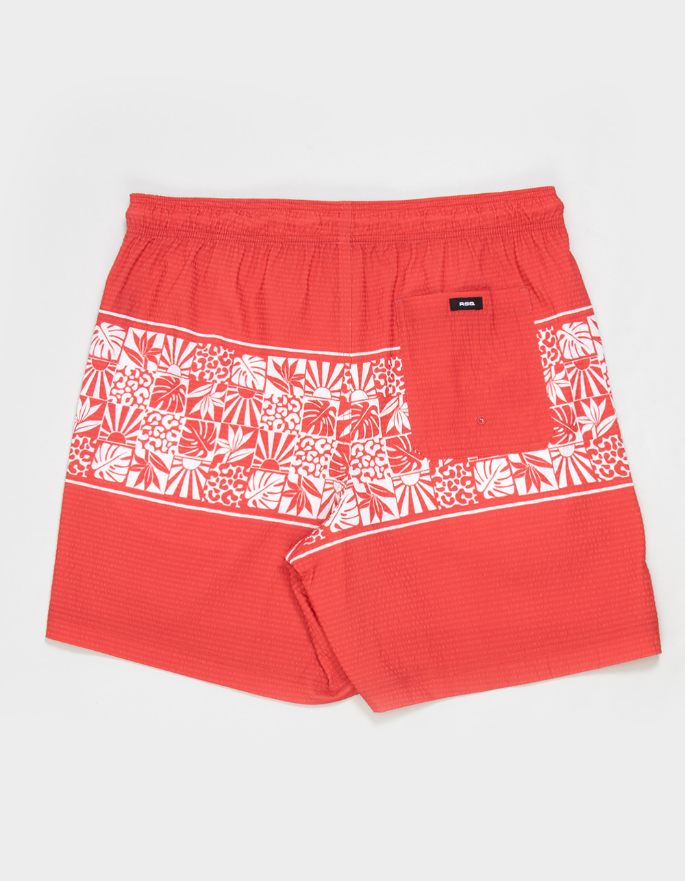 RSQ Mens Seersucker 6.5" Swim Trunks - CRANBERRY