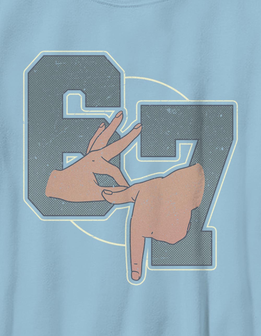 67 Hand Signs Circle Unisex Kids Tee - LIGHT BLUE