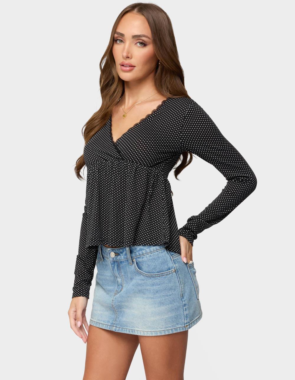 EDIKTED Kenzie Long Sleeve Babydoll Top