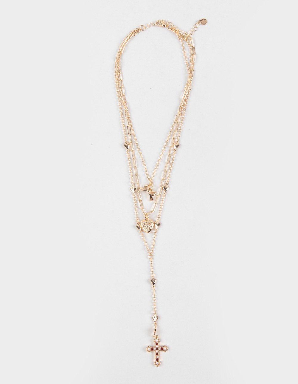 FULL TILT Cross/Heart Y Necklace - GOLD