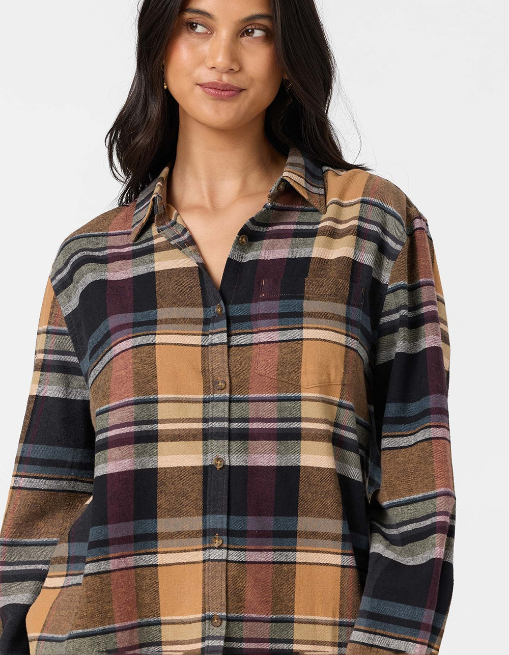 O'NEILL Logan Womens Flannel - BROWN COMBO