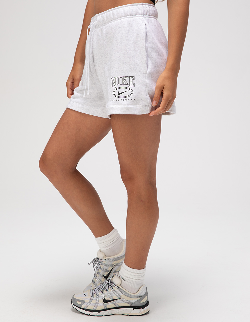 NIKE Sportswear Logo Club Fleece Womens Shorts - LIGHT GRAY
