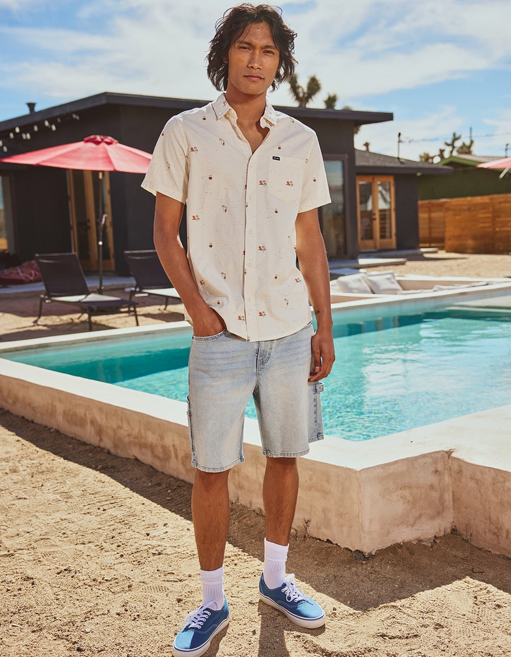 RSQ Mens Loose Carpenter Jorts - LIGHT WASH