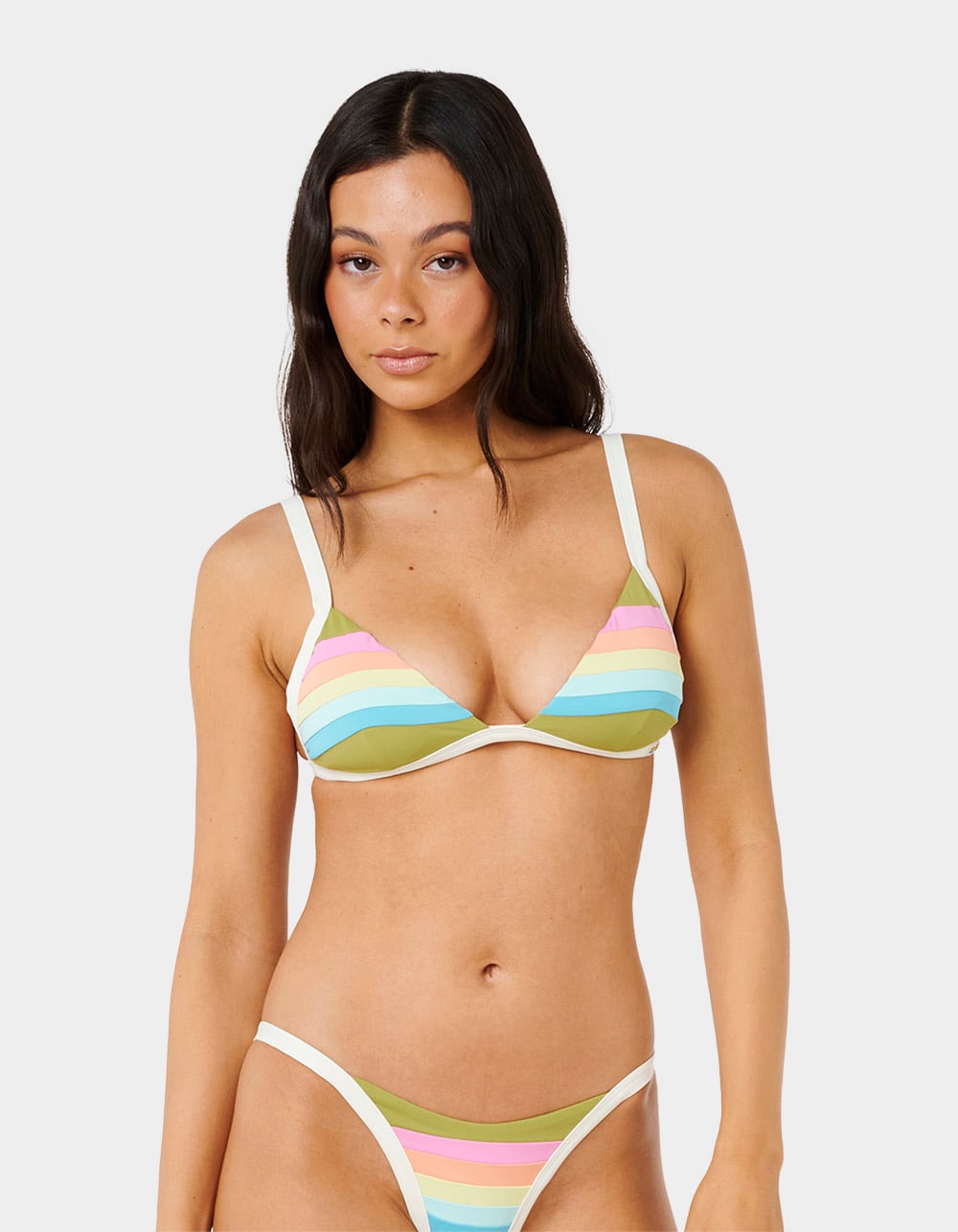 RIP CURL Surf Stripe Fixed Triangle Womens Bikini Top - OLIVE