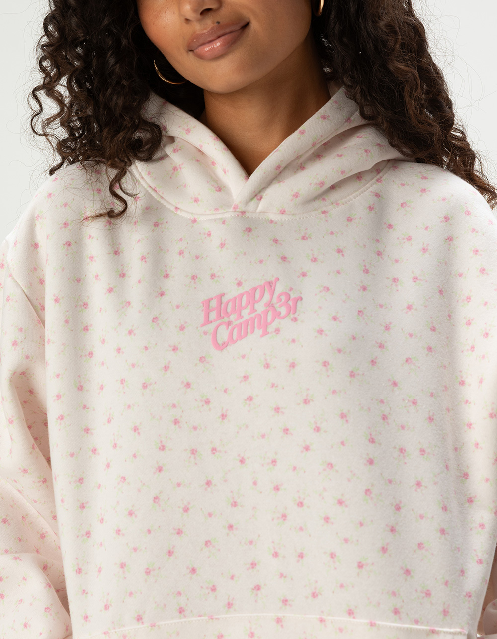 HAPPY CAMP3R Ditsy Floral Womens Hoodie - LIGHT PINK