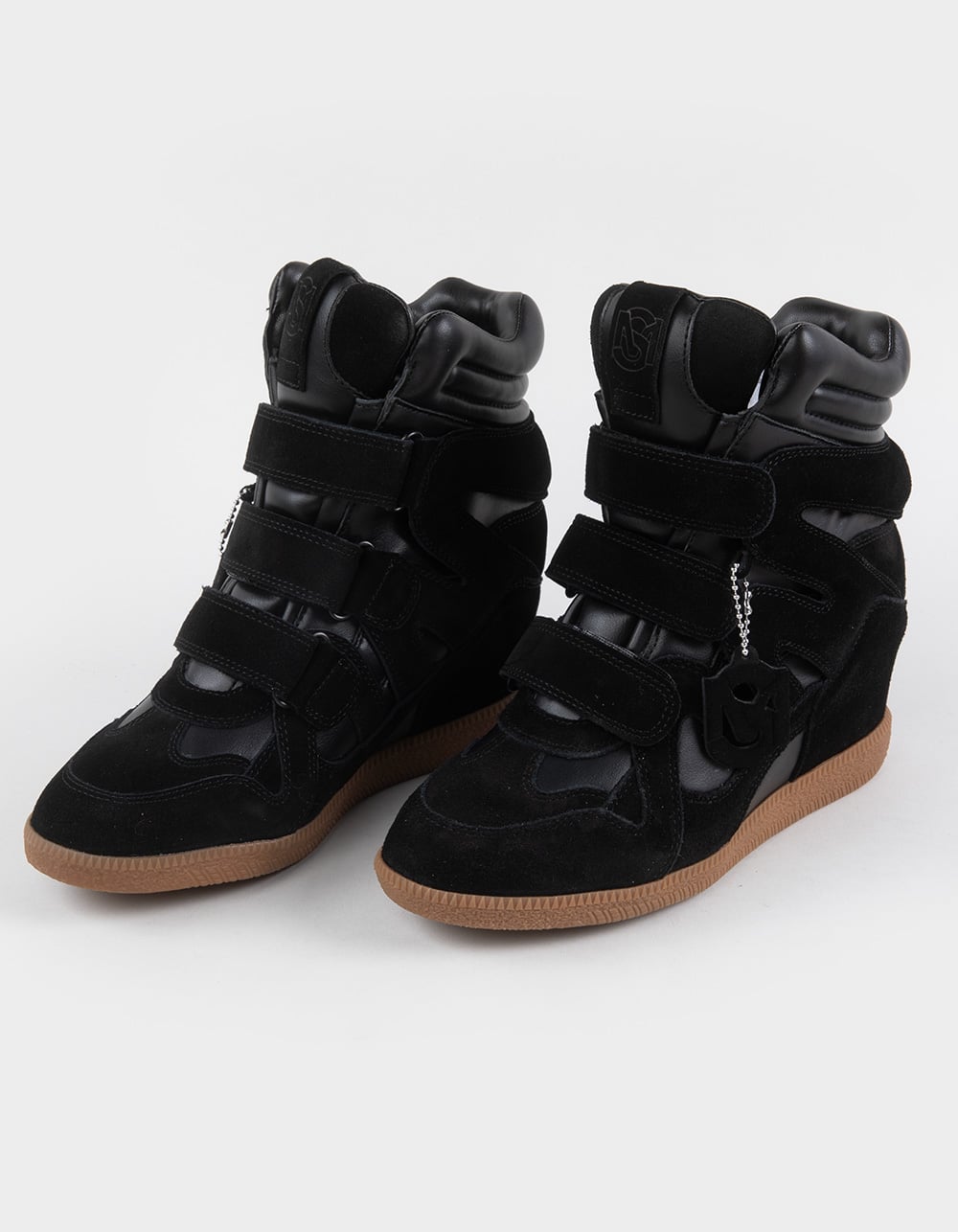 STEVE MADDEN Mavis Womens High Top Wedge Sneakers - BLACK