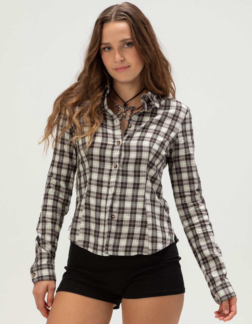BDG Urban Outfitters Gwen Plaid Womens Button Up Shirt - MULTI